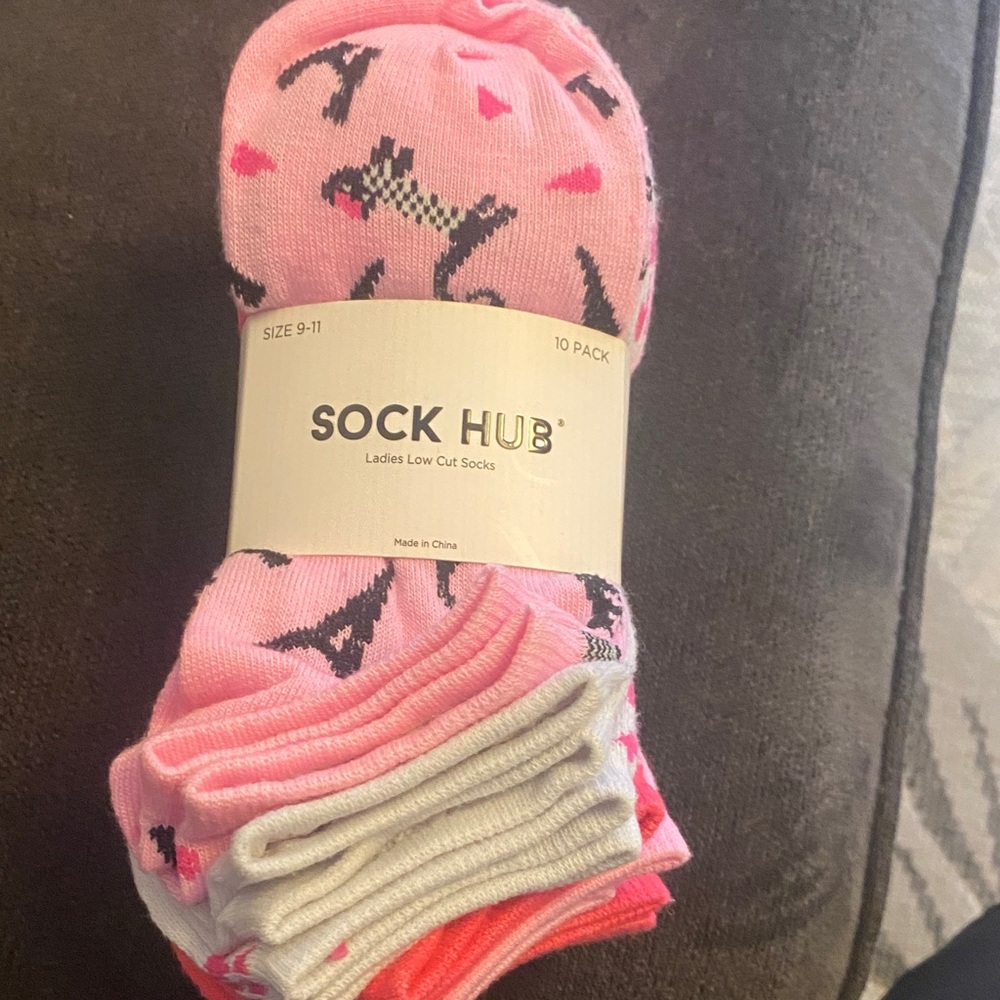 Pink and Gray Women's Low Cut Socks - 10 Pack